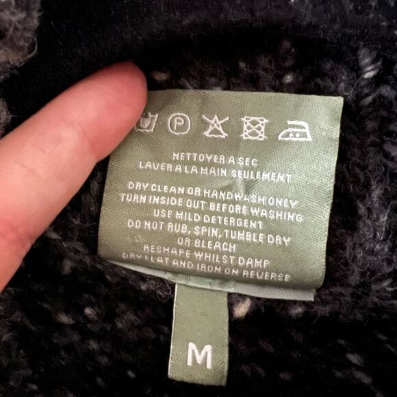 Aran Wollen Mills Charcoal Speckled Wool Quarter Zip Sweater - Picture 4 of 4